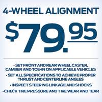 4-Wheel Alignment $79.95 